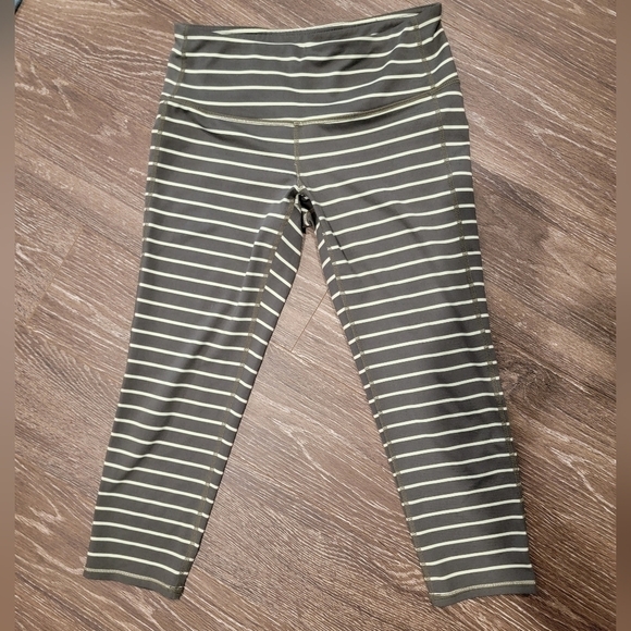 Athleta Olive and Neon Green striped Activewear leggings size XS - Picture 3 of 7